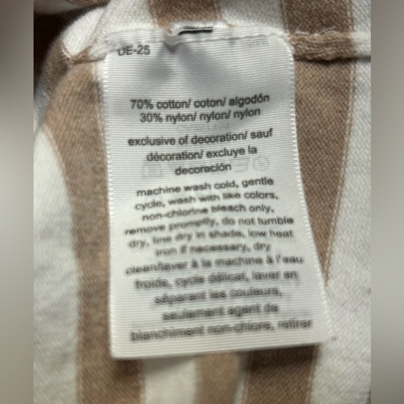 Tommy‎ Hilfiger Sweater Womens Medium Beige Striped Long Sleeve Turtle Neck Top - Picture 13 of 13